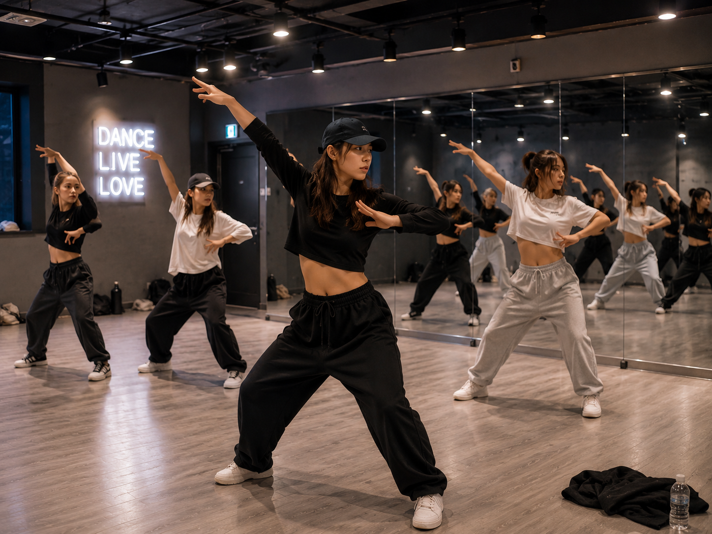 Students practising dance technique